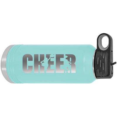 CustomGiftsNow Cheer - Cheerleading 32-Ounce Engraved Double-Wall Insulated Stainless Steel Sports Water Bottles with Flip Top Lid, Straw (Teal)