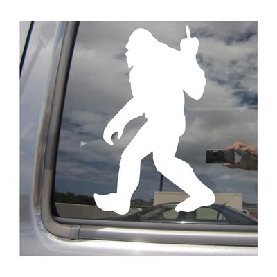 Bigfoot Middle Finger - Sasquatch Bigfoot Funny Humorous Car Truck Van Moped Helmet Hard Hat Auto Automotive Craft Cup Tumbler Laptop Vinyl Decal Bumper Window Wall Sticker 02093