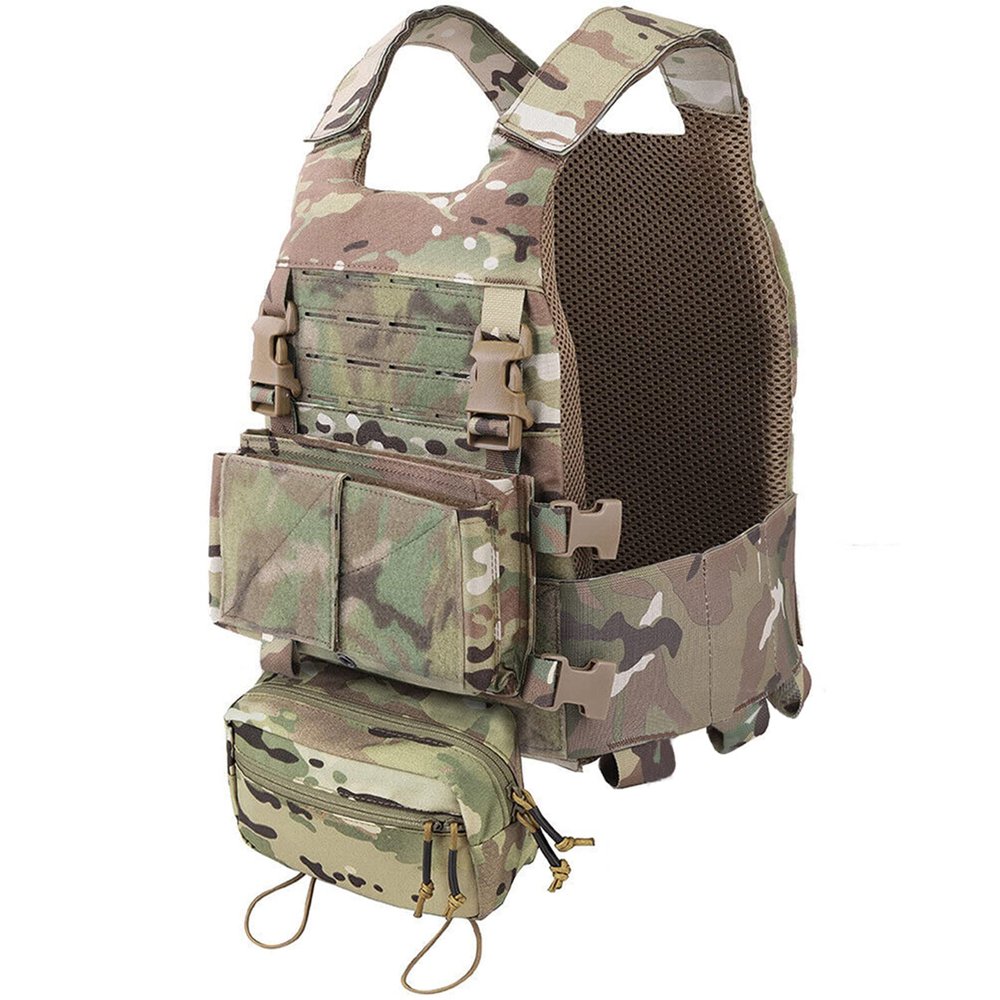 EMERSONGEARS Tactical Molle Chest Rig Vest 500D, Laser Cut Vest Tactical Quick Release Modular Magazine Pouch FCSK CQC MK3 Chest Rig Backpack for Airsoft Hunting