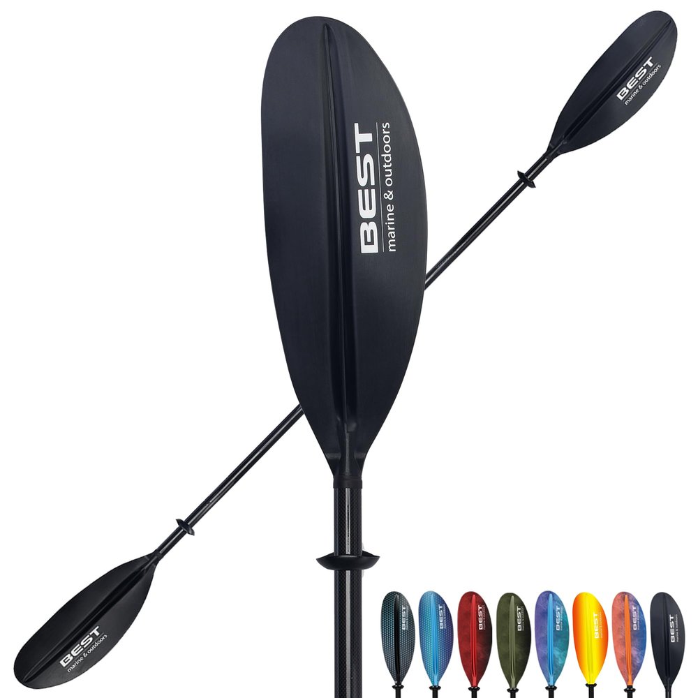 Best Marine and Outdoors Kayak Paddle, Carbon Fiber Shaft & Fiberglass Reinforced Polypropylene Blades, 220cm, 234cm, 250cm, Lightweight Kayak Paddles for Adults (Black, 220 CM)