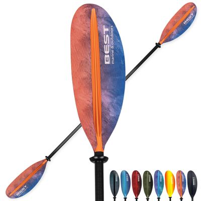 Best Marine and Outdoors Kayak Paddle, Carbon Fiber Shaft & Fiberglass Reinforced Polypropylene Blades, 220cm, 234cm, 250cm, Lightweight Kayak Paddles for Adults (Orange Cloud, 234 CM)