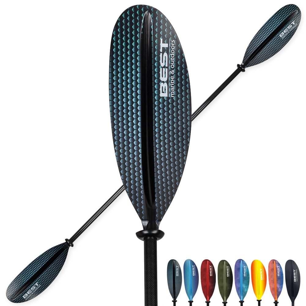 Best Marine and Outdoors Kayak Paddle, Carbon Fiber Shaft & Fiberglass Reinforced Polypropylene Blades, 220cm, 234cm, 250cm, Lightweight Kayak Paddles for Adults (Black Prism, 220 CM)