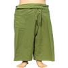 RaanPahMuang Brand Plain Thick Muang Cotton Fisherman Wrap Tall Pants, Small Tall, Dark Olive Green view 1