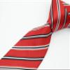 Geotae Zerun New Classic Men's Striped Silk Tie Necktie (Red/Black/White) view 3