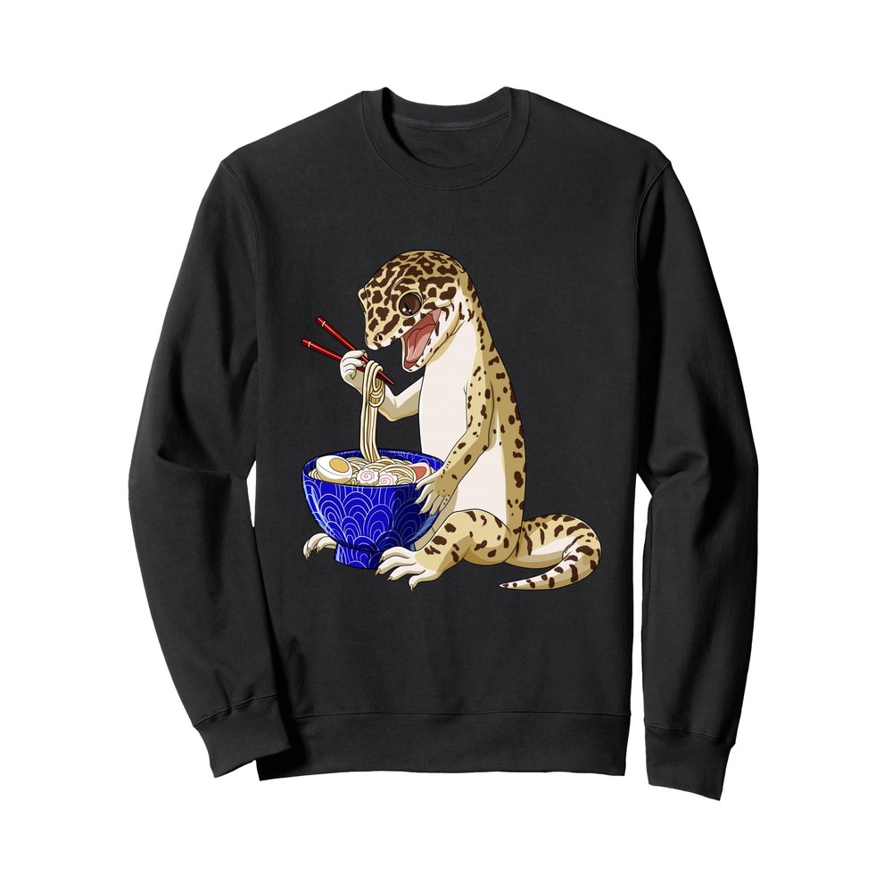 Funny Japanese Kawaii Ramen Reptile Leopard Gecko Sweatshirt