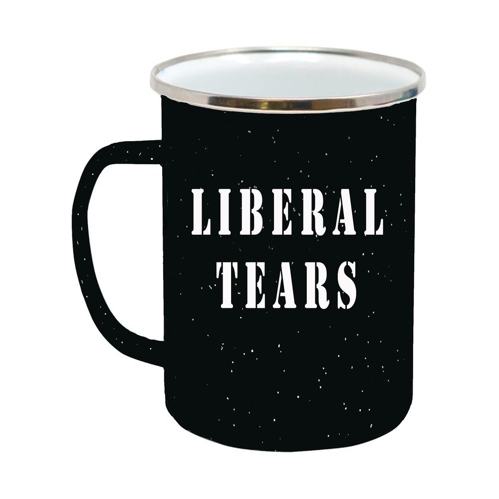 Rogue River Tactical Large Funny Liberal Tears Camp Mug Enamel Camping Coffee Cup Gift Conservative Republican