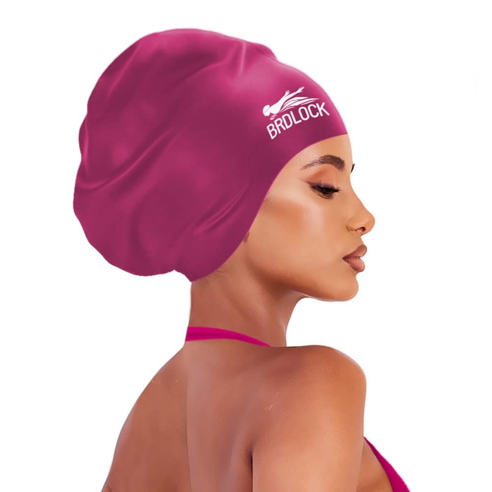 BRDLOCK Large Swim Cap for Women Swimming Cap for Braids Dreadlocks Long Hair Locs 100% Silicone Waterproof Swimming Cap Keep Your Hair Dry