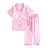 ZFTTZYMX Little Boys Girls Satin Sleepwear Set Pocket Button-down Short Sleeve Top + Long Pants Nightwear 2Pcs Pajamas Set view 1