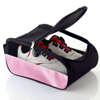 Getfitsoo Golf Shoe Bag, Golf Shoes Bags Men/Women Outdoor Zippered Carrier Bags with Ventilation Sport Shoes Bag Travel Shoe Bags (Light Pink)