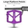 Rock BROS Mountain Bike Pedals MTB Pedals Lightweight Nylon Composite Bicycle Flat Pedals 9/16" DU Bearing Bike Platform Pedals for BMX MTB Mountain Road Bike (Purple) view 2