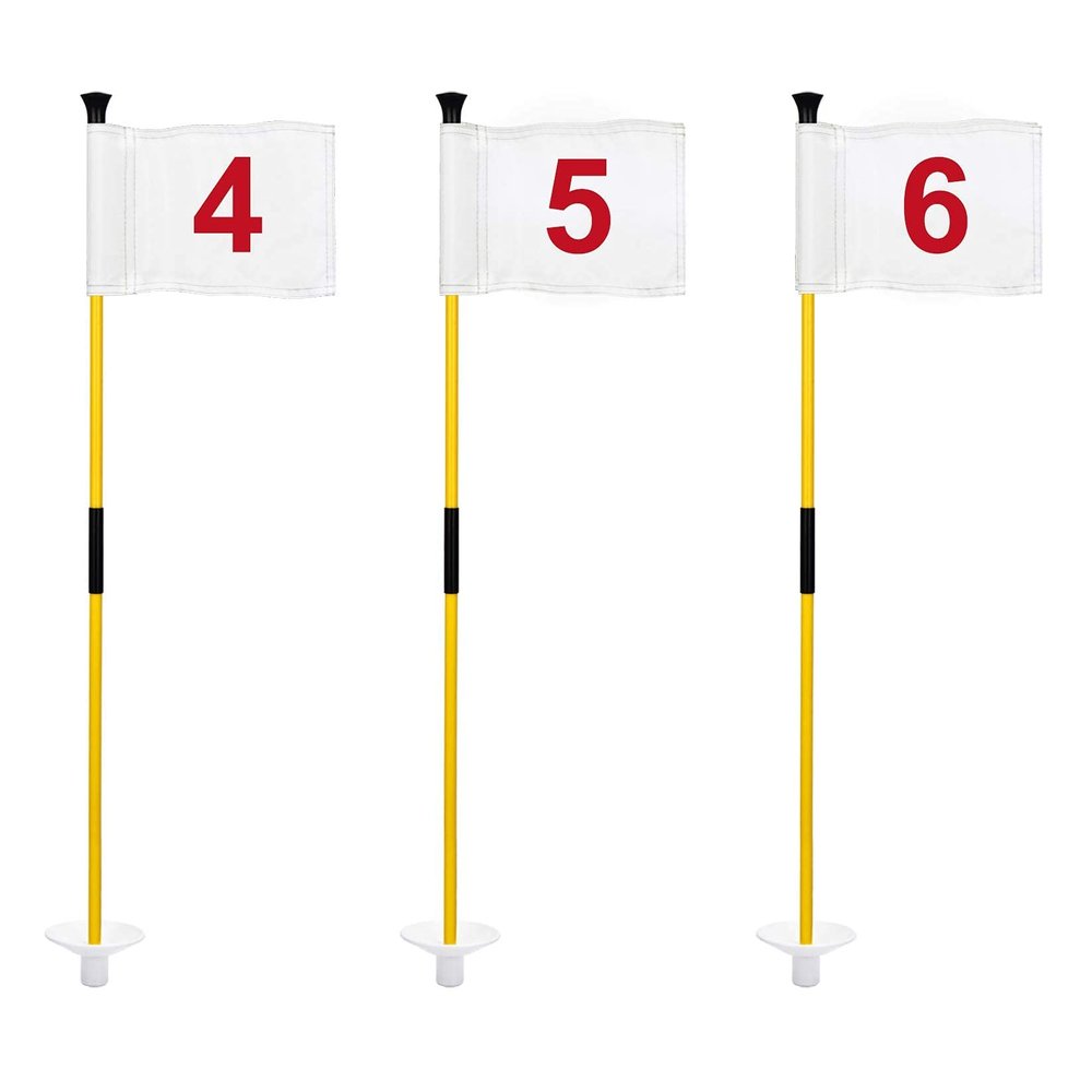 KINGTOP Golf Flagstick Mini, Putting Green Flag for Yard, 3 Feet Flagpole 2-Section Design, Golf Pin Flags Set, Numbered# 4-6