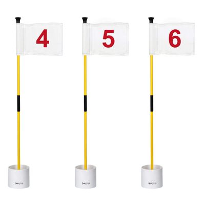 KINGTOP Golf Flagstick Mini, Putting Green Flag for Yard, 3 Feet Flagpole 2-Section Design, Golf Pin Flags Hole Cup Set, 4" Putting Cup, Numbered# 4-6