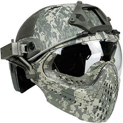 Integrated Airsoft Tactical PJ Helmet F27, with A Removable Full Face Mask and Goggles, Used for Pilot Protection, CS Games, Airsoft Paintball, Military Combat Shooting and Other Outdoor Sports.