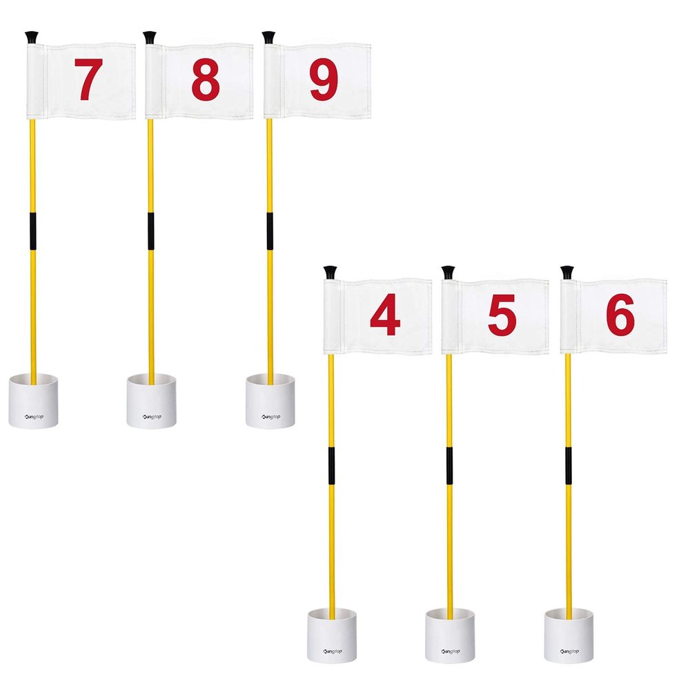 KINGTOP Golf Flagstick Mini, Putting Green Flag for Yard, 3 Feet Flagpole 2-Section Design, Golf Pin Flags Hole Cup Set, 4" Putting Cup, Numbered# 4-9