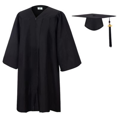 SAMDEEMI Unisex Adult Matte Graduation Gown Cap Tassel Set 2025 for High School and Bachelor, black 54"