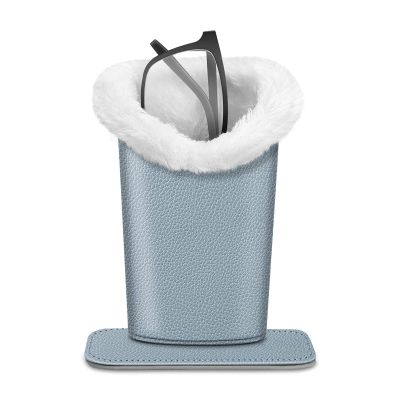 FINTIE Plush Lined Eyeglasses Holder, Glasses Stand Case, Anti-scratch Glasses Storage Organizer for Desk, Nightstand, Office, Ice Blue
