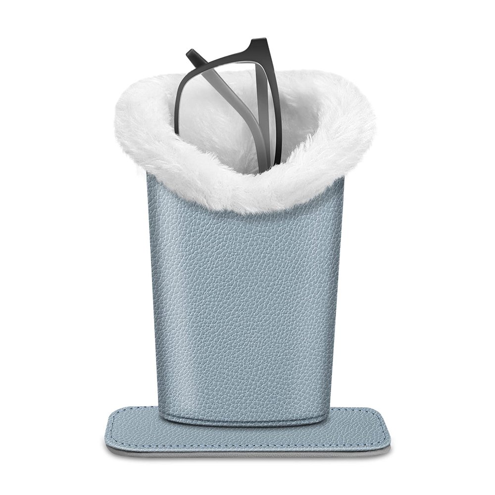 FINTIE Plush Lined Eyeglasses Holder, Glasses Stand Case, Anti-scratch Glasses Storage Organizer for Desk, Nightstand, Office, Ice Blue