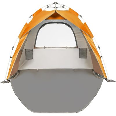 Arkali Beach Tent Pop Up Beach Sun Shade Tent with UPF 50+ UV Protection, Removable Floor Zippered Privacy & Ventilation Sun Shelter Family 3 to 4 Person, Orange