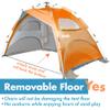 Arkali Beach Tent Pop Up Beach Sun Shade Tent with UPF 50+ UV Protection, Removable Floor Zippered Privacy & Ventilation Sun Shelter Family 3 to 4 Person, Orange view 3