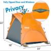 Arkali Beach Tent Pop Up Beach Sun Shade Tent with UPF 50+ UV Protection, Removable Floor Zippered Privacy & Ventilation Sun Shelter Family 3 to 4 Person, Orange view 4