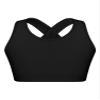 YONGHS Kids Girls Athletic Bra Shoulder Straps Cross at Rear Sport Bra Top Keyhole Back Shockproof Running Gym Black 14 Years view 3