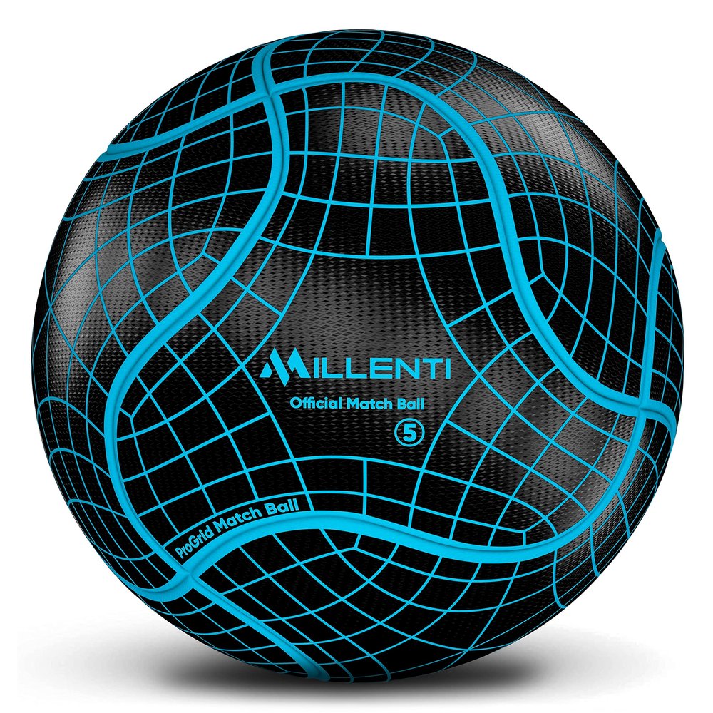 Millenti Soccer Balls Size 5 - ProGrid Official Match Soccer Ball with High-Visibility, Easy-to-Track Designs, Black Blue Soccer Ball, SB0905BL