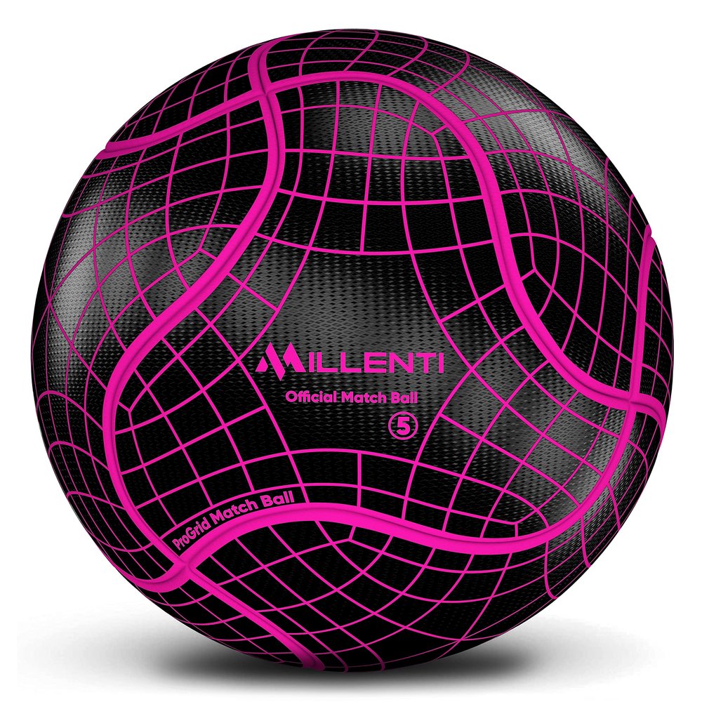 Millenti Soccer Balls Size 5 - Reverse Bend It Soccer Ball, Training Ball, Curving Ball with High-Visibility, Easy to Track Designs, Black/Pink, SB0905P