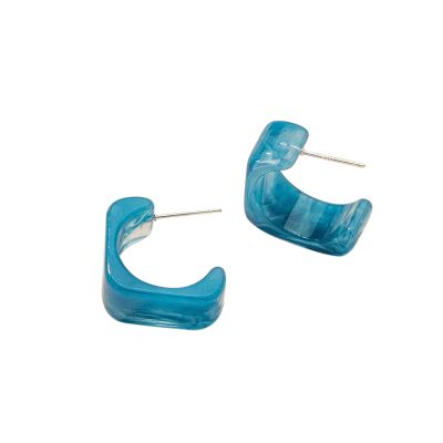 5 Pairs Colorful Lightweight Acetate Hoop Earings Minimalist Bohemian Geometric Statement Acrylic Resin Stud Earring Set for Women Summer Holiday Jewelry-C blue