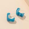 5 Pairs Colorful Lightweight Acetate Hoop Earings Minimalist Bohemian Geometric Statement Acrylic Resin Stud Earring Set for Women Summer Holiday Jewelry-C blue view 2