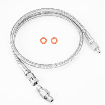 HK Paintball Airsoft Fill Whip Hose Extension 4500 Psi PCP, 36 inch Stainless Steel Air Fill Station & Charging System with Universal Quick-Disconnect Plug Adapter