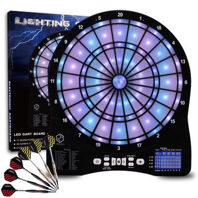 Turnart Electronic Dart Board,13 inch Illuminated Segments Light Based Games Electric Dartboard Purple for Enhanced Durability Professional with Scoring (Purple)