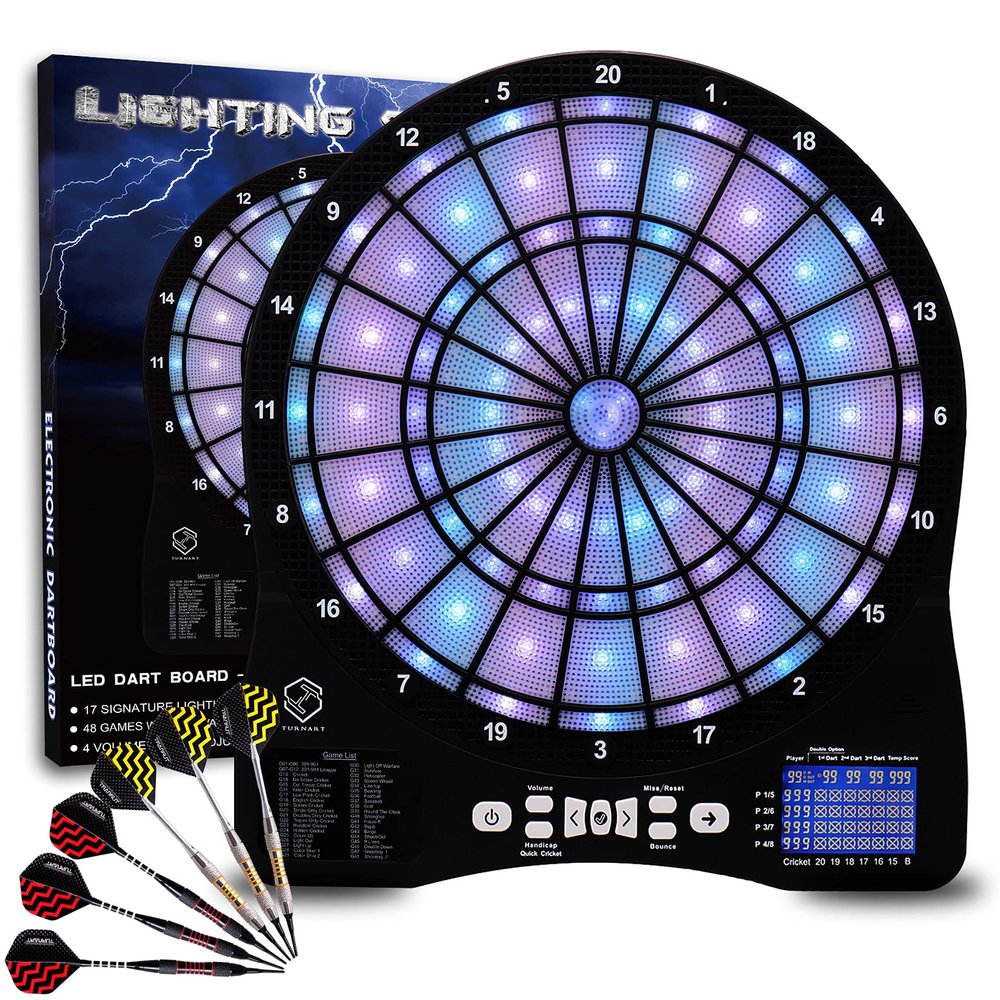 Turnart Electronic Dart Board,13 inch Illuminated Segments Light Based Games Electric Dartboard Purple for Enhanced Durability Professional with Scoring (Purple)