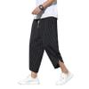 DOSLAVIDA Men's Casual Elastic Waist Linen Capri Pants Wide Leg Baggy Cotton Harem Yoga Trousers Loose Patchwork Shorts view 1