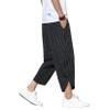 DOSLAVIDA Men's Casual Elastic Waist Linen Capri Pants Wide Leg Baggy Cotton Harem Yoga Trousers Loose Patchwork Shorts view 3