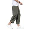 DOSLAVIDA Men's Casual Elastic Waist Linen Capri Pants Wide Leg Baggy Cotton Harem Yoga Trousers Loose Patchwork Shorts view 3