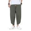 DOSLAVIDA Men's Casual Elastic Waist Linen Capri Pants Wide Leg Baggy Cotton Harem Yoga Trousers Loose Patchwork Shorts view 4