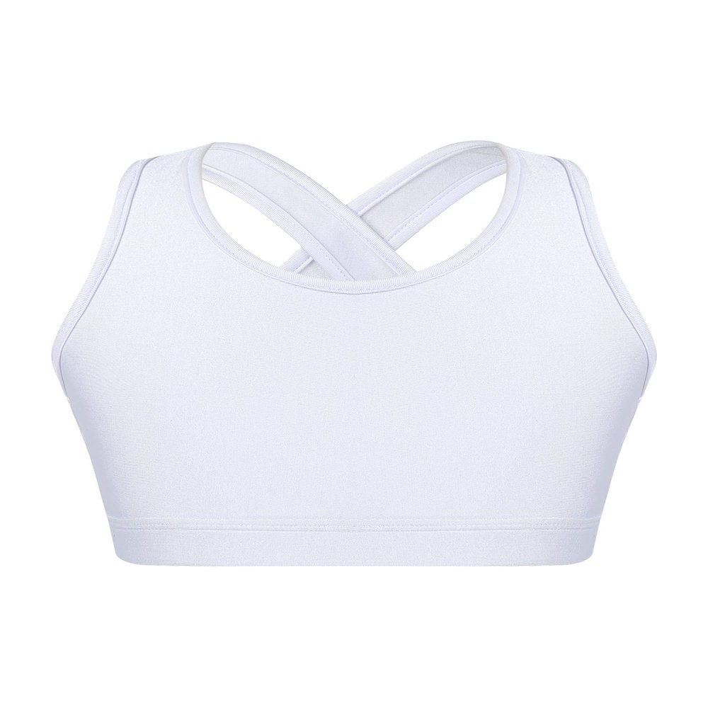 winying Kids Girls Wireless Yoga Sports Bras Child Fitness Cotton Crop Tops Vest Running Training Bra White 3 8
