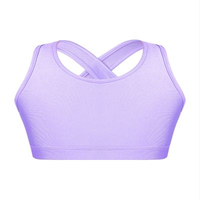 winying Kids Girls Wireless Yoga Sports Bras Child Fitness Cotton Crop Tops Vest Running Training Bra Purple 3 8
