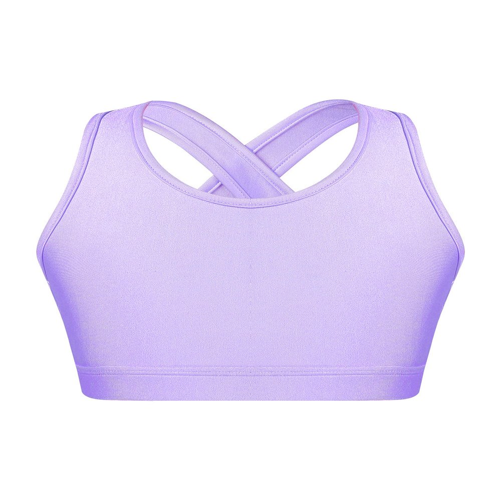 winying Kids Girls Wireless Yoga Sports Bras Child Fitness Cotton Crop Tops Vest Running Training Bra Purple 3 8