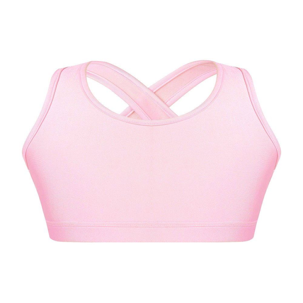 winying Kids Girls Wireless Yoga Sports Bras Child Fitness Cotton Crop Tops Vest Running Training Bra Pink 3 8