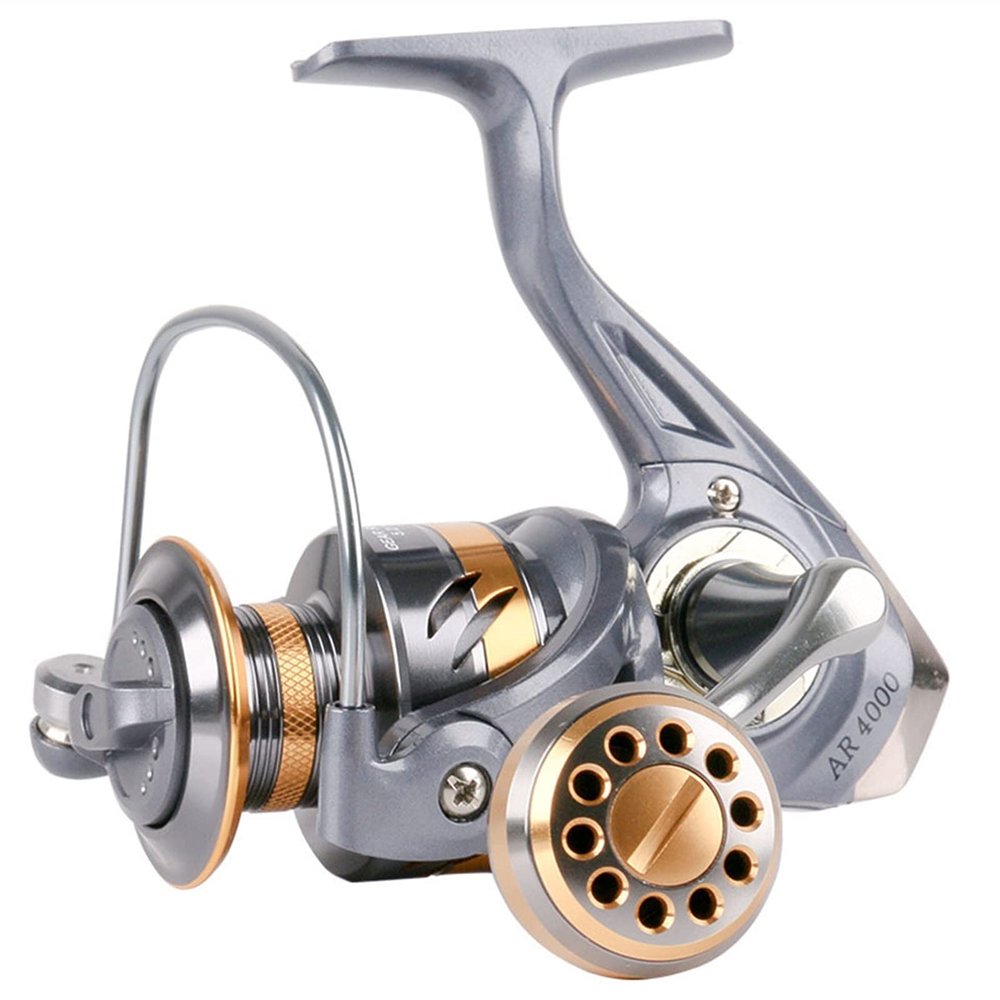 HNGM Fishing reel Metal Spool Fishing Reel 2BB AR2000-7000 High-speed Gear ratio 5.2:1 High-speed Spinning Reel Baitcast Reel Casting Reel (Color : Gray, Spool Capacity : 4000 Series)