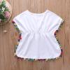 1-5T Toddler Kids Baby Girl Swim Cover-Up Pompom Trim Daisy Sundress Summer Beach Play Dress Swimwear (White B, 0-1T) view 2