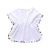 1-5T Toddler Kids Baby Girl Swim Cover-Up Pompom Trim Daisy Sundress Summer Beach Play Dress Swimwear (White B, 1T-2T) view 1