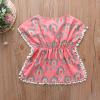 1-5T Toddler Kids Baby Girl Swim Cover-Up Pompom Trim Daisy Sundress Summer Beach Play Dress Swimwear (Pink, 3T-4T) view 2