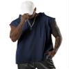 Aixdir Mens Sleeveless Hoodie Sleeveless Shirts Bodybuilding Tank Top Short Sleeve Shirt Navy Blue view 2