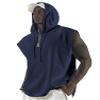Aixdir Mens Sleeveless Hoodie Sleeveless Shirts Bodybuilding Tank Top Short Sleeve Shirt Navy Blue view 3