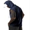 Aixdir Mens Sleeveless Hoodie Sleeveless Shirts Bodybuilding Tank Top Short Sleeve Shirt Navy Blue view 4