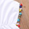 1-5T Toddler Kids Baby Girl Swim Cover-Up Pompom Trim Daisy Sundress Summer Beach Play Dress Swimwear (White B, 2T-3T) view 4