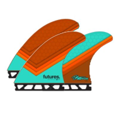 Future Fins TP1 Hexcore Teal/Orange Surfboard Thruster Fin Set