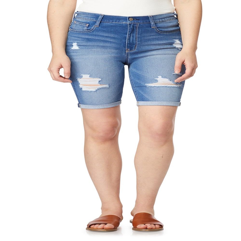 WallFlower Jeans Irresistible Denim Shorts for Women High Rise Insta Soft Figure Enhancing Stretch Denim in Standard and Plus, Karla, 3